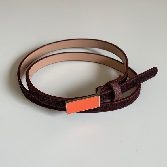 Anthropologie Accessories - Anthropologie Burgundy Calf Hair Waist Belt